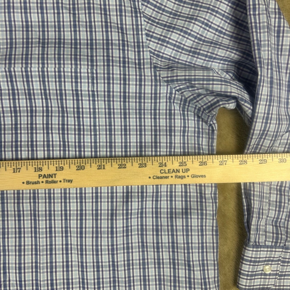 MagnaClick Mens XL Plaid Magnetic Closure Dress Shirt Blue Wrinkle Free 17-17.5 - Picture 3 of 8